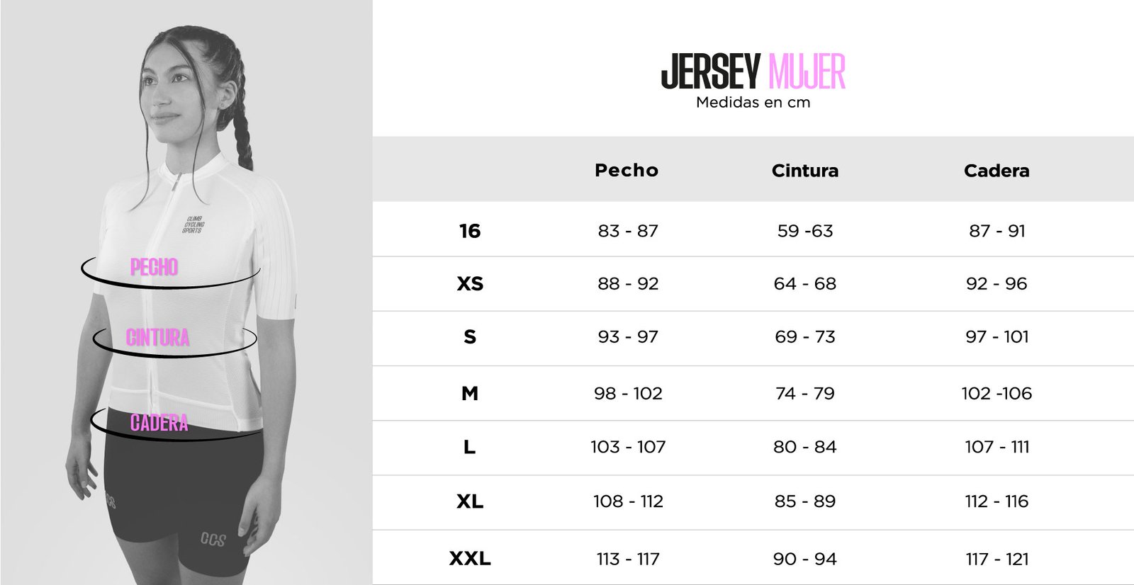 TALLAS JERSEY MUJER